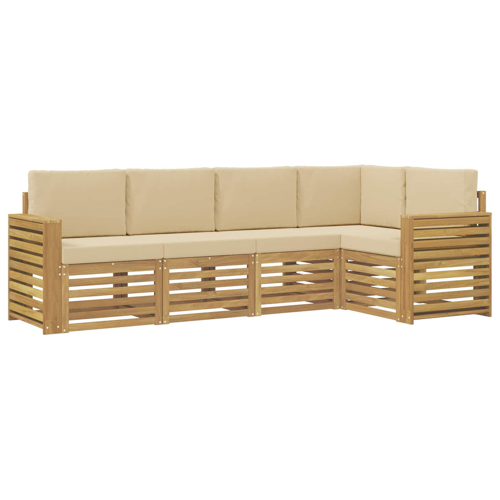 Outdoor-Sofagarnitur 5 pcs Weiß und Beige 251 x 132,5 x 73 cm