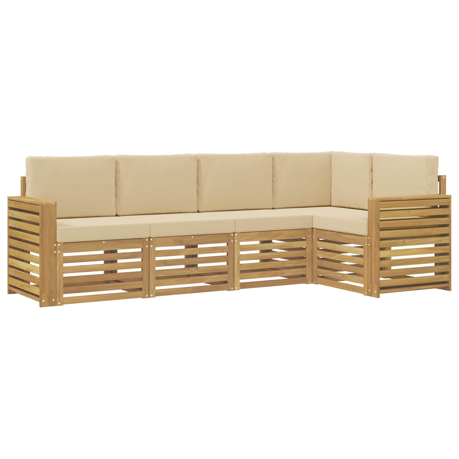 Outdoor-Sofagarnitur 5 pcs Weiß und Beige 251 x 132,5 x 73 cm