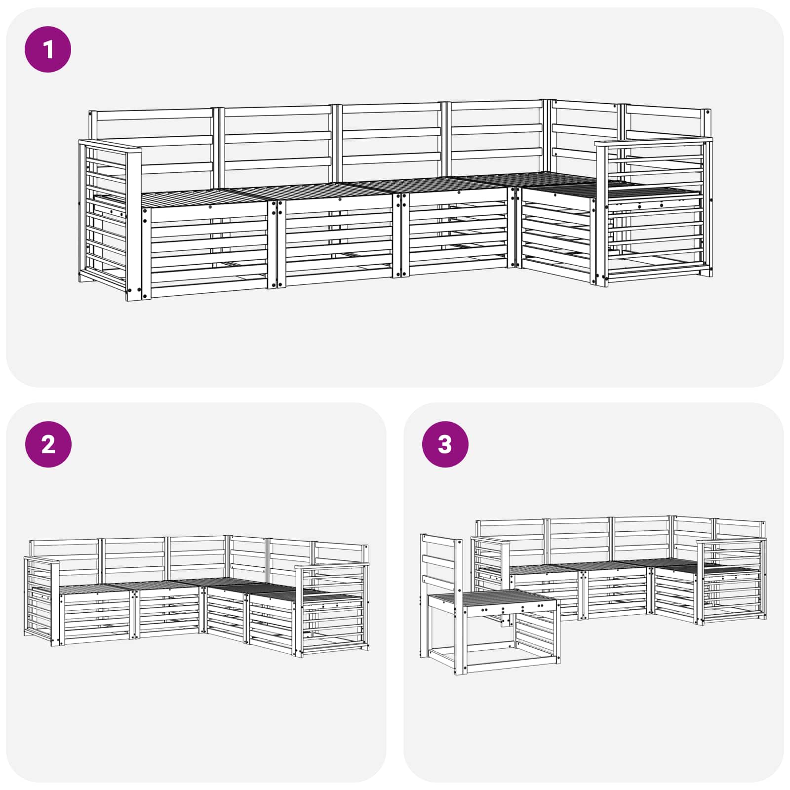 Outdoor-Sofagarnitur 5 pcs Weiß 247 x 128,5 x 73 cm