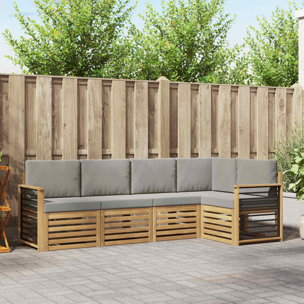 Outdoor-Sofagarnitur 5 pcs Weiß und Hellgrau