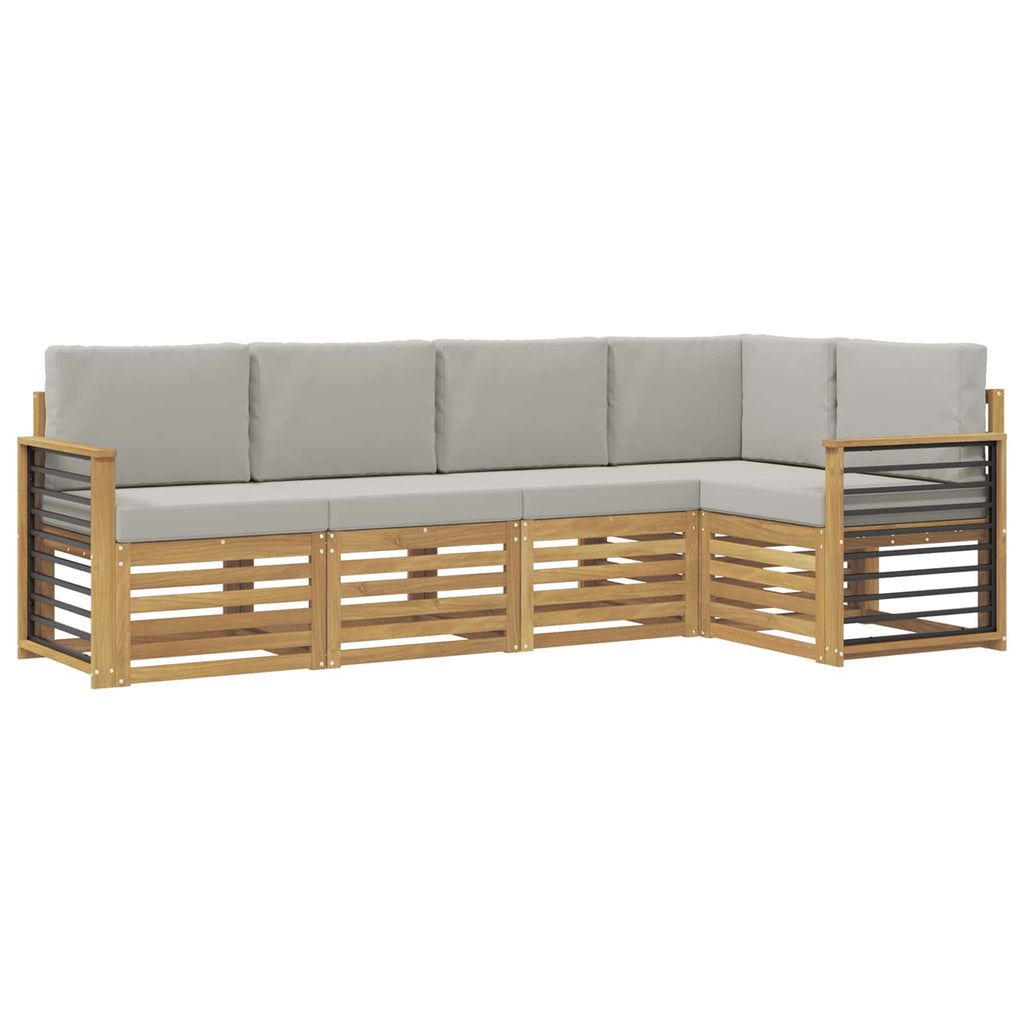 Outdoor-Sofagarnitur 5 pcs Weiß und Hellgrau