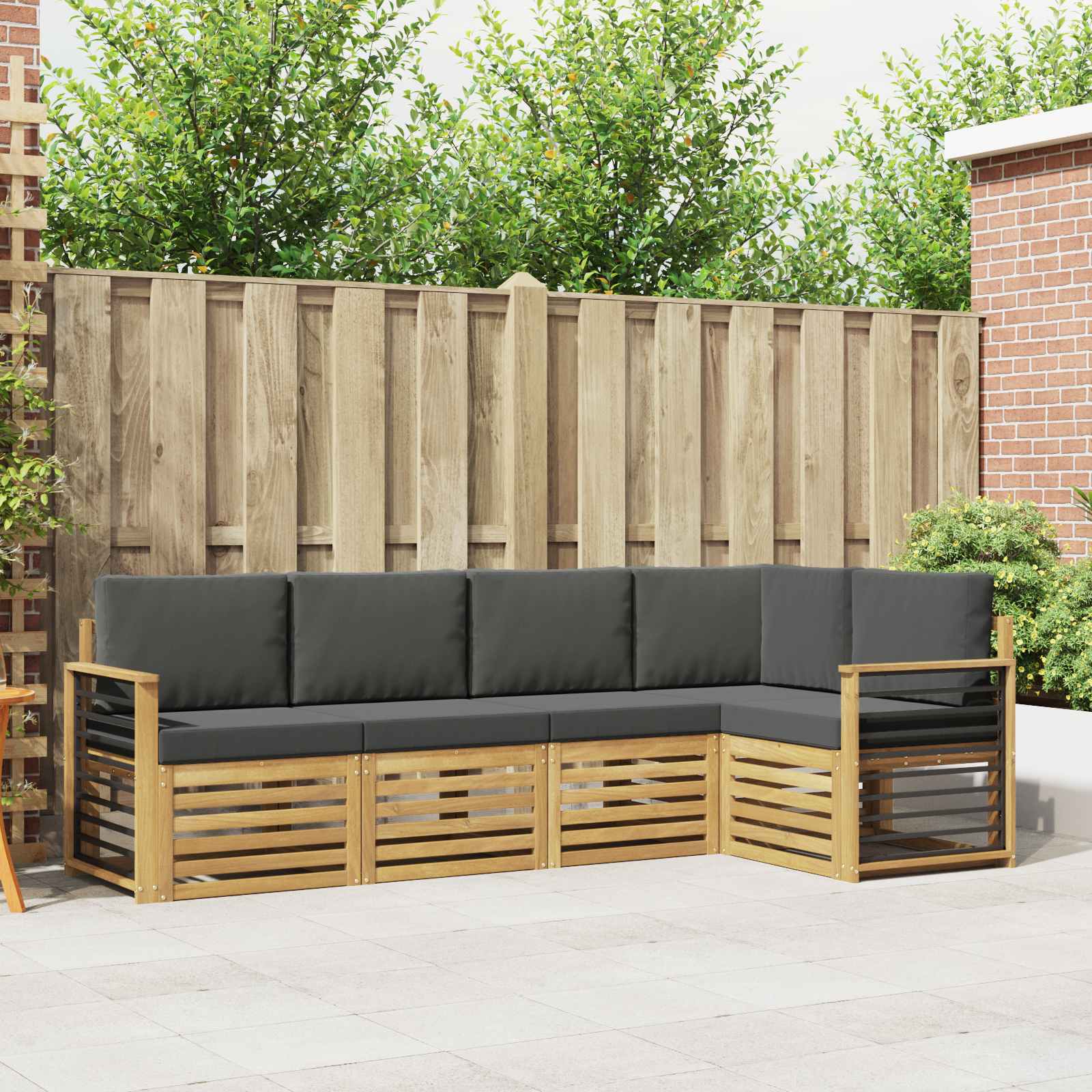 Outdoor-Sofagarnitur 5 pcs Weiß und Anthrazit