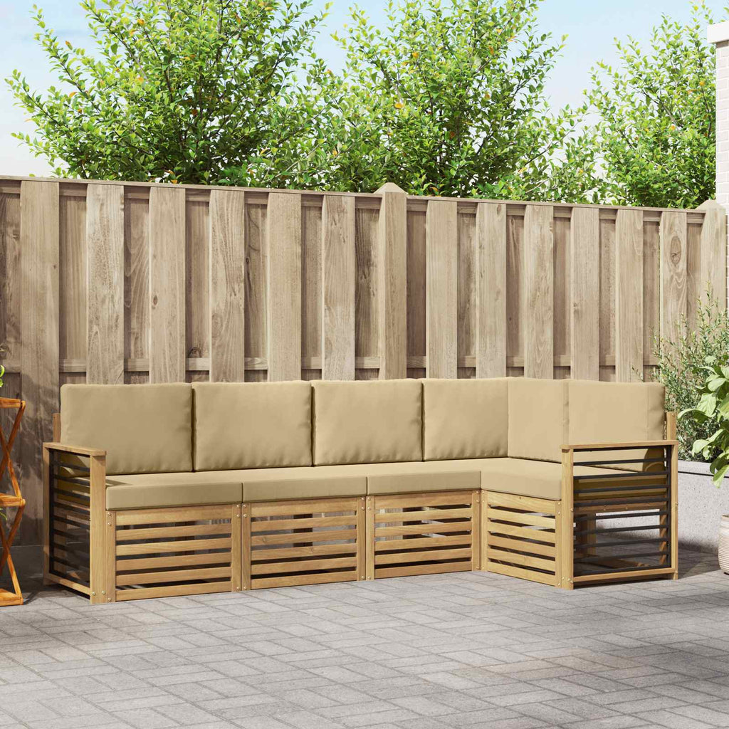 Outdoor-Sofagarnitur 5 pcs Weiß und Beige 247 x 128,5 x 73 cm