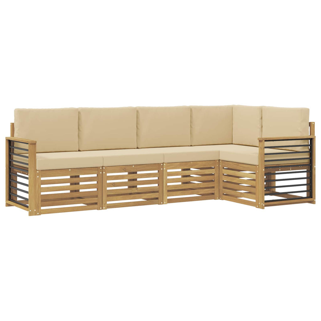 Outdoor-Sofagarnitur 5 pcs Weiß und Beige 247 x 128,5 x 73 cm