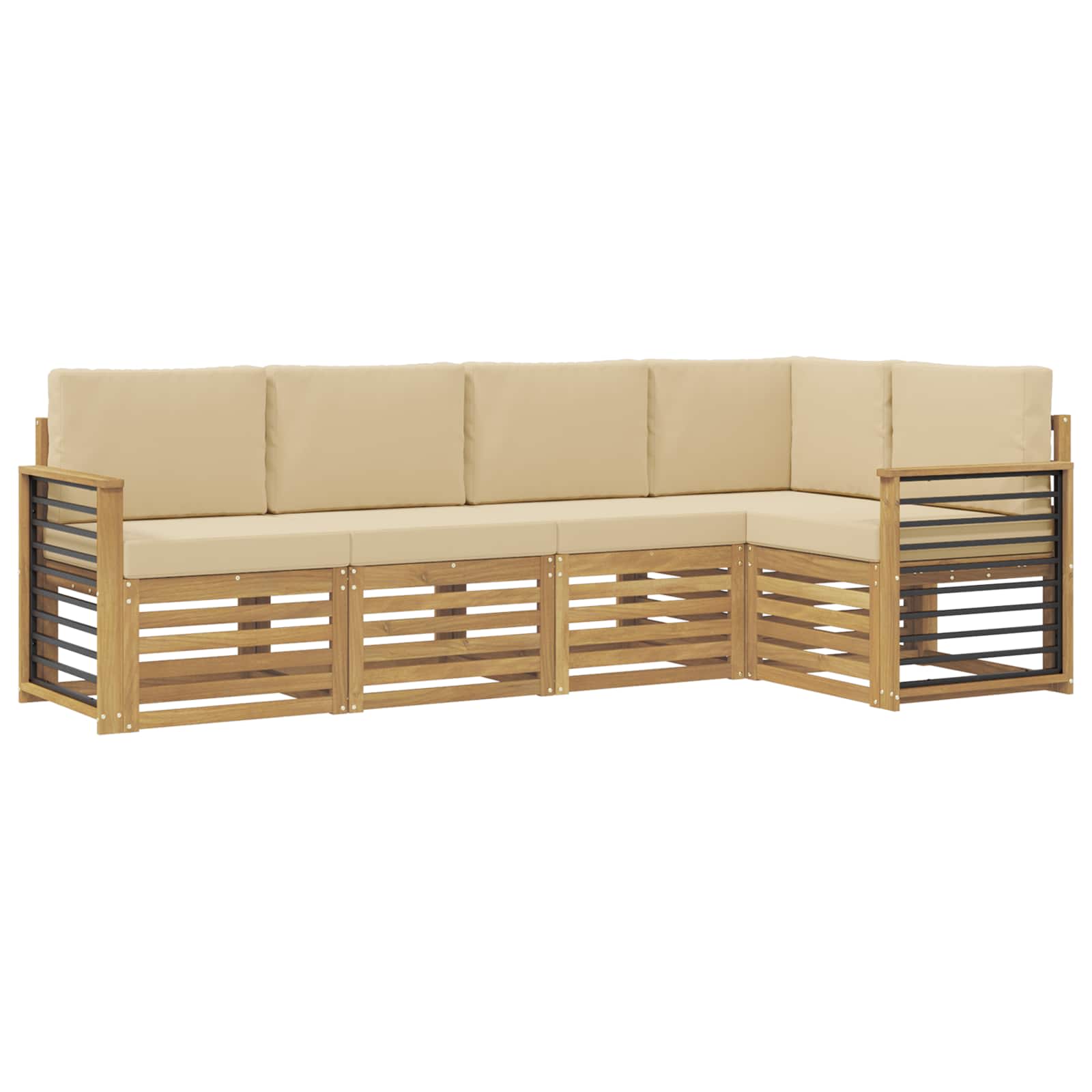 Outdoor-Sofagarnitur 5 pcs Weiß und Beige 247 x 128,5 x 73 cm