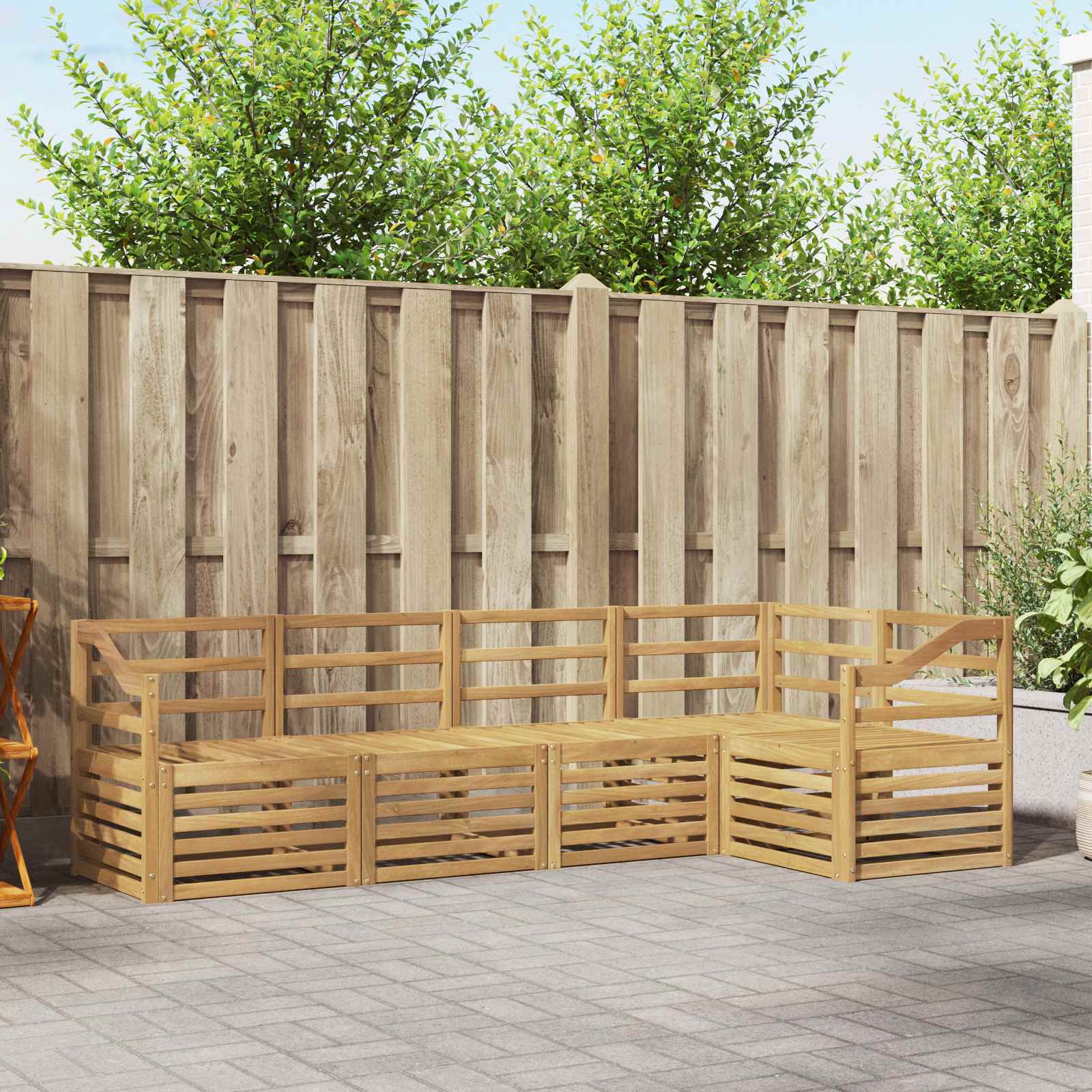 Outdoor-Sofagarnitur 5 pcs Weiß 245 x 126,5 x 73 cm