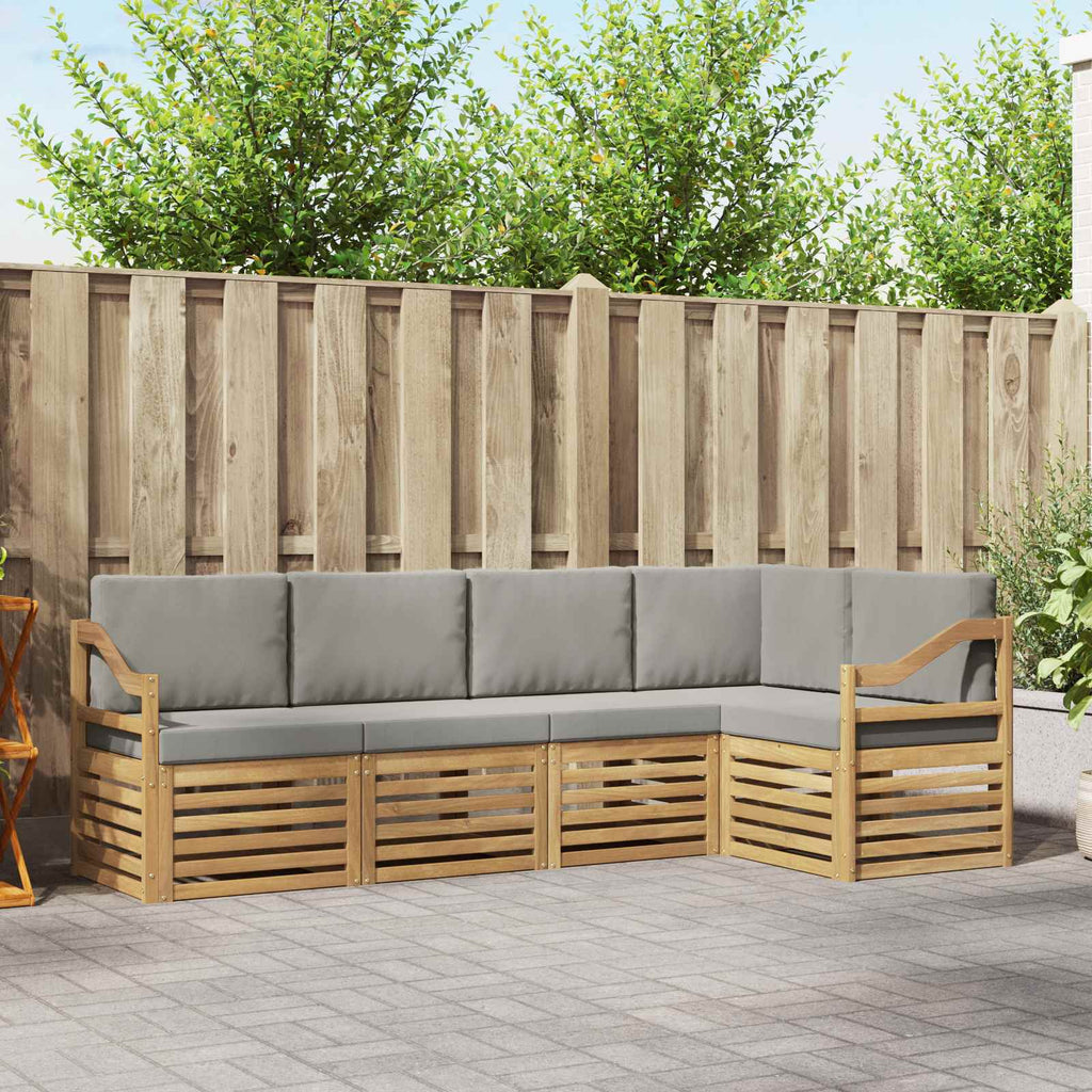 Outdoor-Sofagarnitur 5 pcs Weiß und Hellgrau