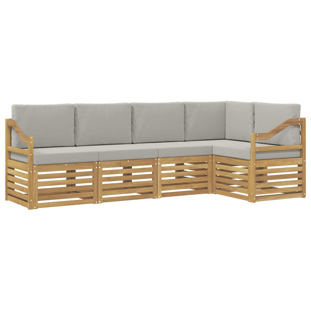Outdoor-Sofagarnitur 5 pcs Weiß und Hellgrau
