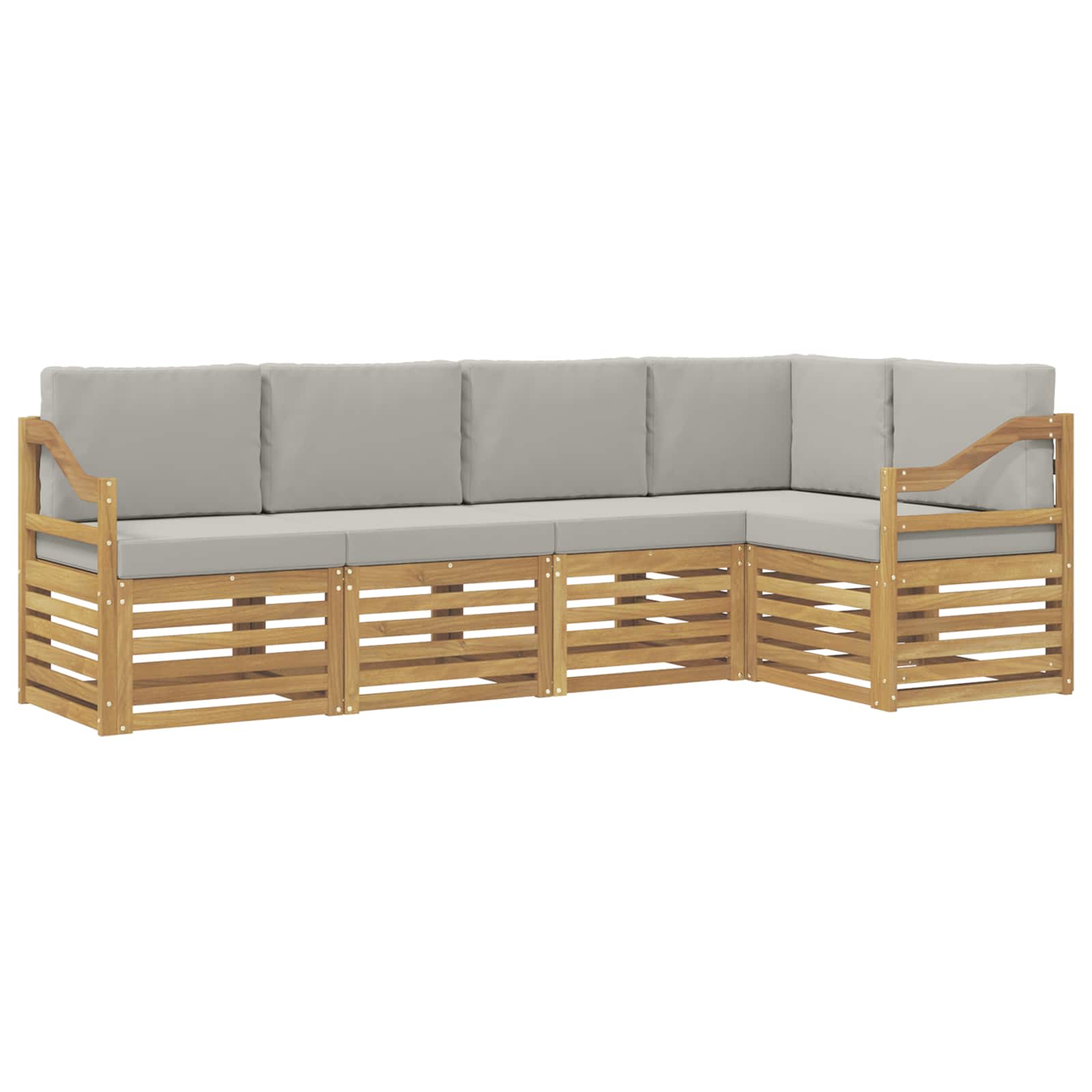 Outdoor-Sofagarnitur 5 pcs Weiß und Hellgrau