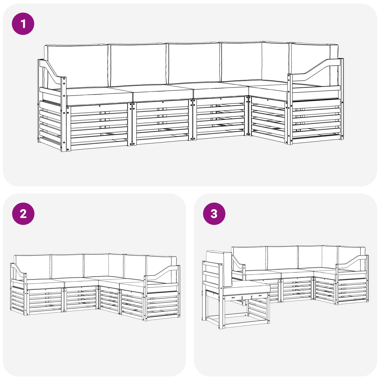 Outdoor-Sofagarnitur 5 pcs Weiß und Hellgrau