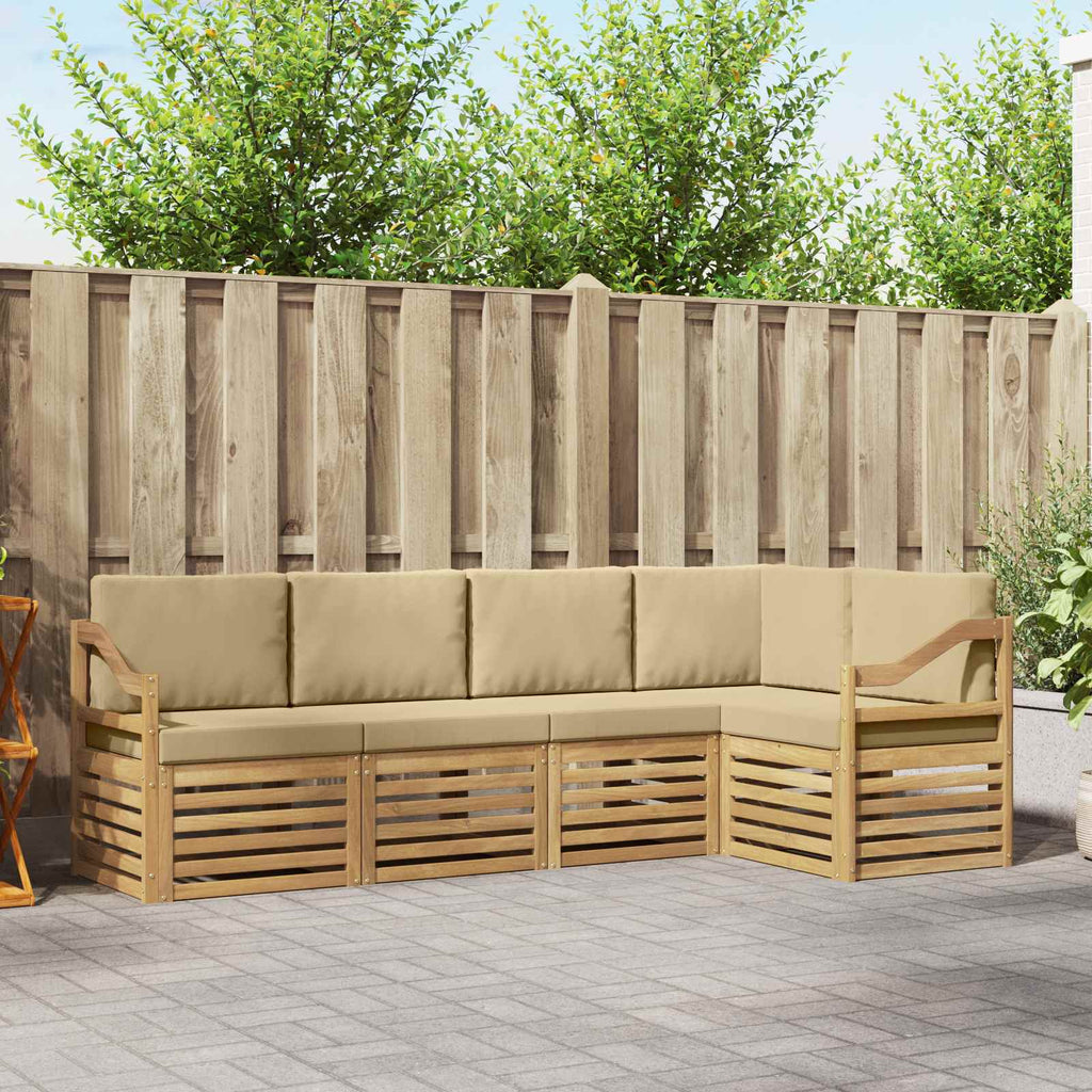Outdoor-Sofagarnitur 5 pcs Weiß und Beige 245 x 126,5 x 73 cm
