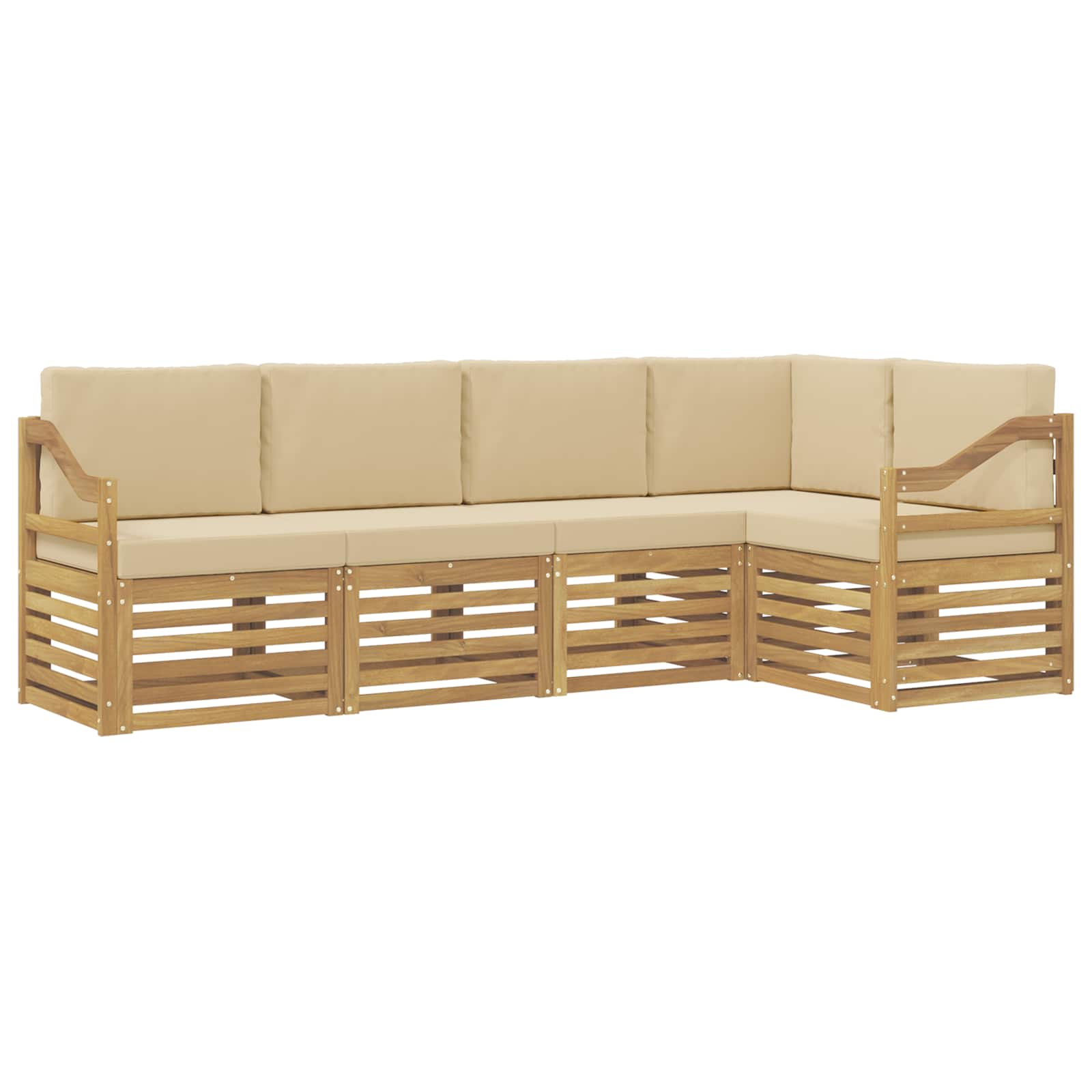 Outdoor-Sofagarnitur 5 pcs Weiß und Beige 245 x 126,5 x 73 cm