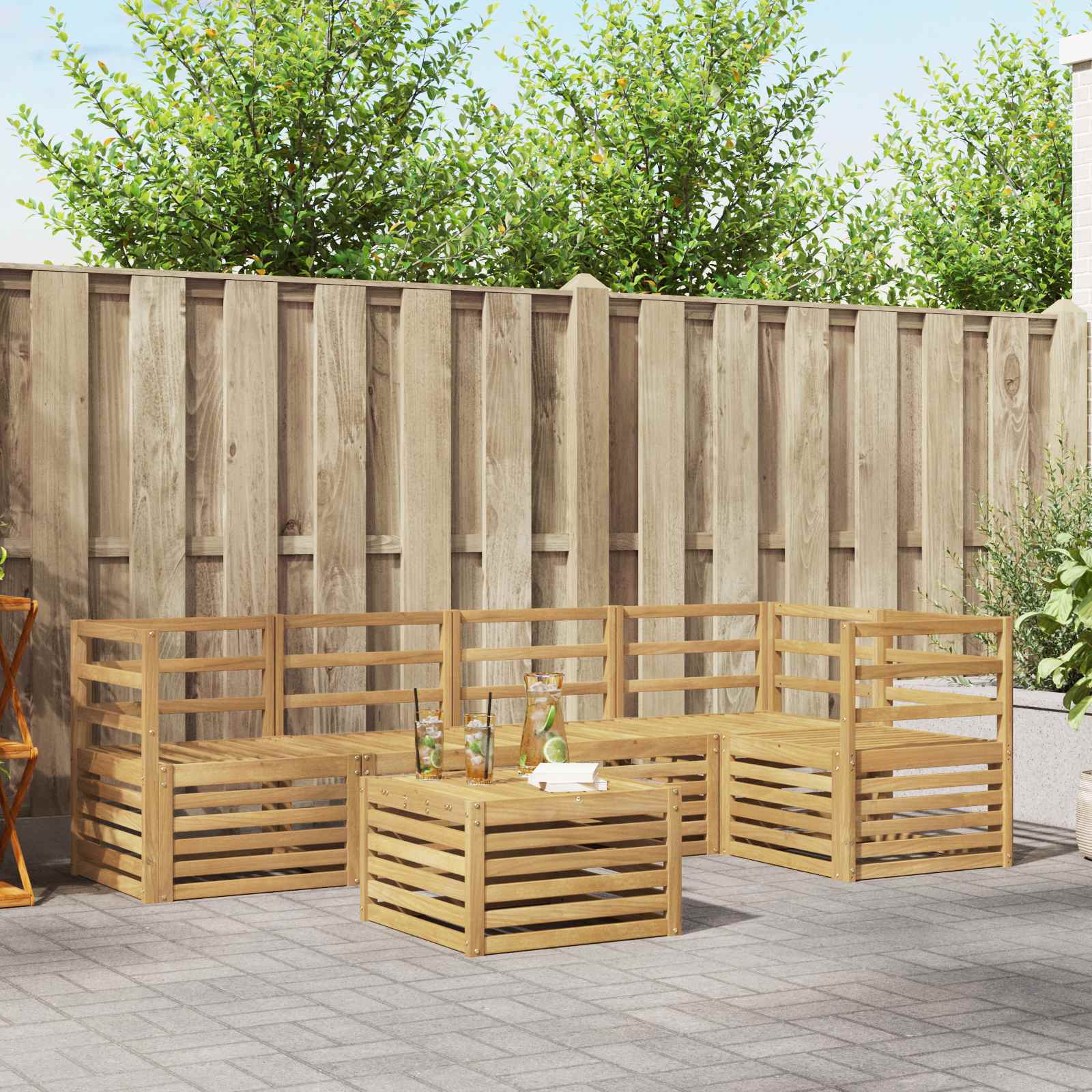 Outdoor-Sofagarnitur 6 pcs Weiß 59 x 59 x 37 cm