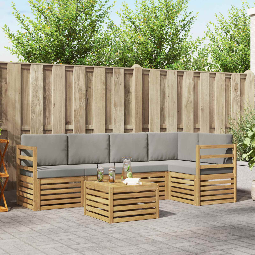 Outdoor-Sofagarnitur 6 pcs Weiß und Hellgrau 59 x 59 x 37 cm
