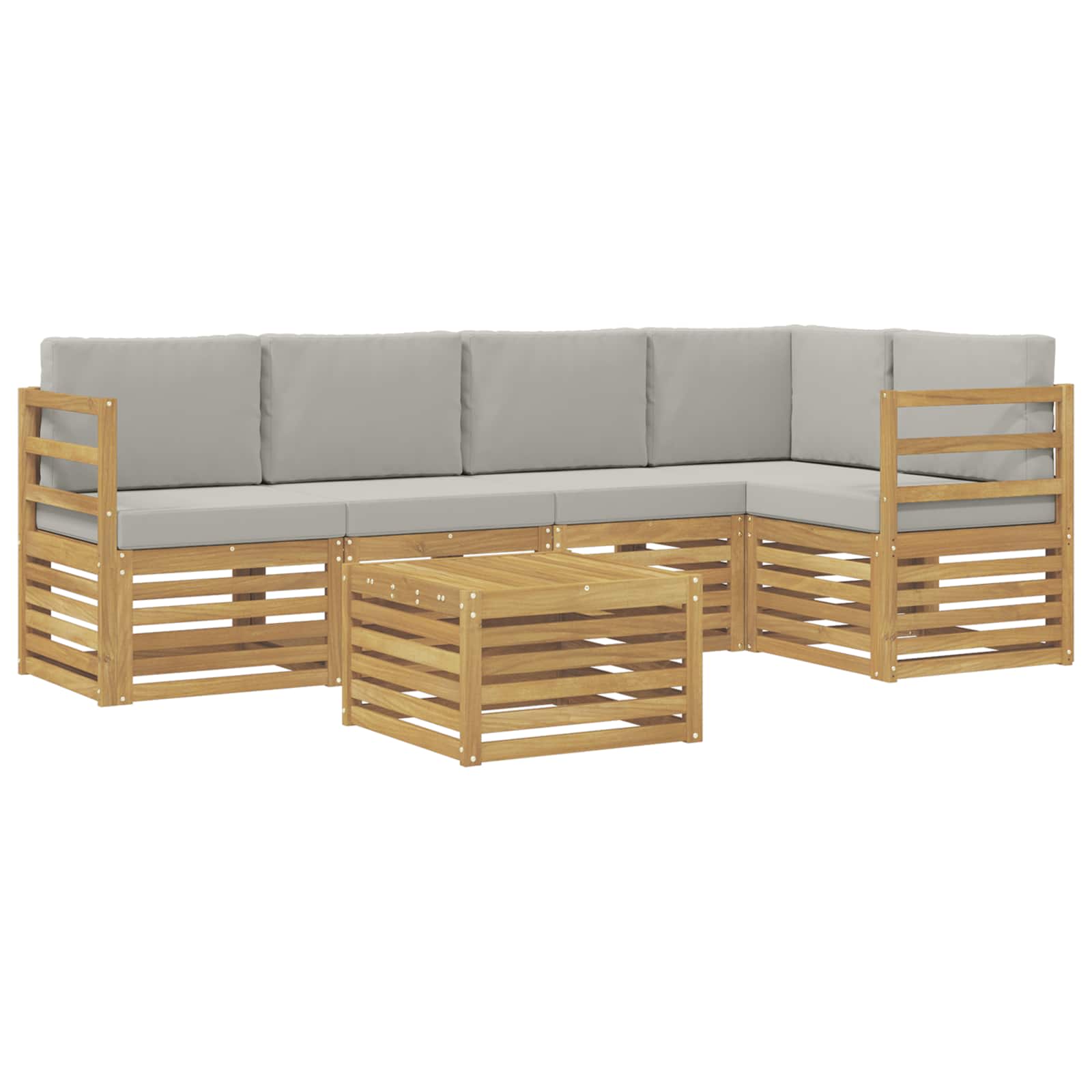 Outdoor-Sofagarnitur 6 pcs Weiß und Hellgrau 59 x 59 x 37 cm