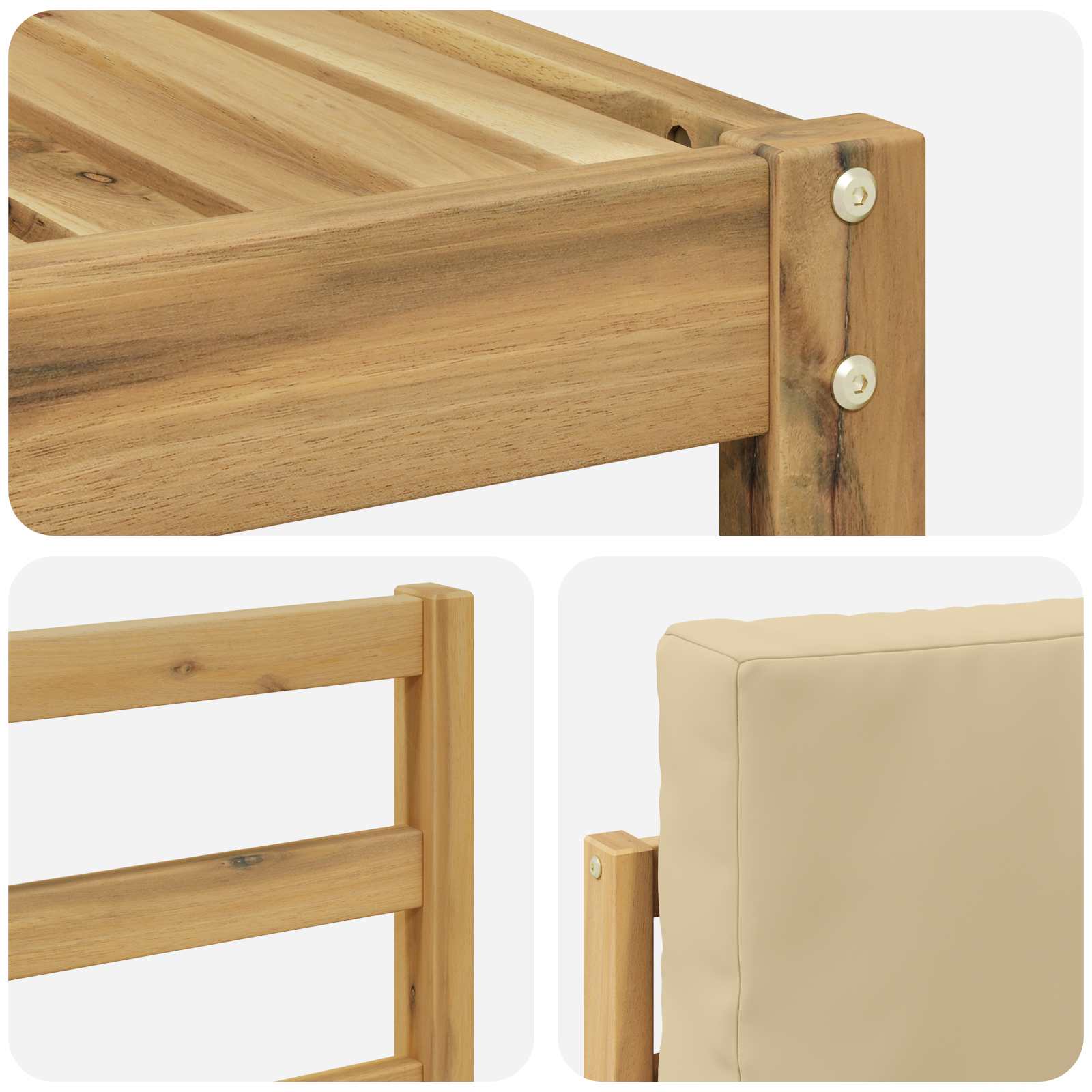 Outdoor-Sofagarnitur 6 pcs Weiß und Beige 59 x 59 x 37 cm