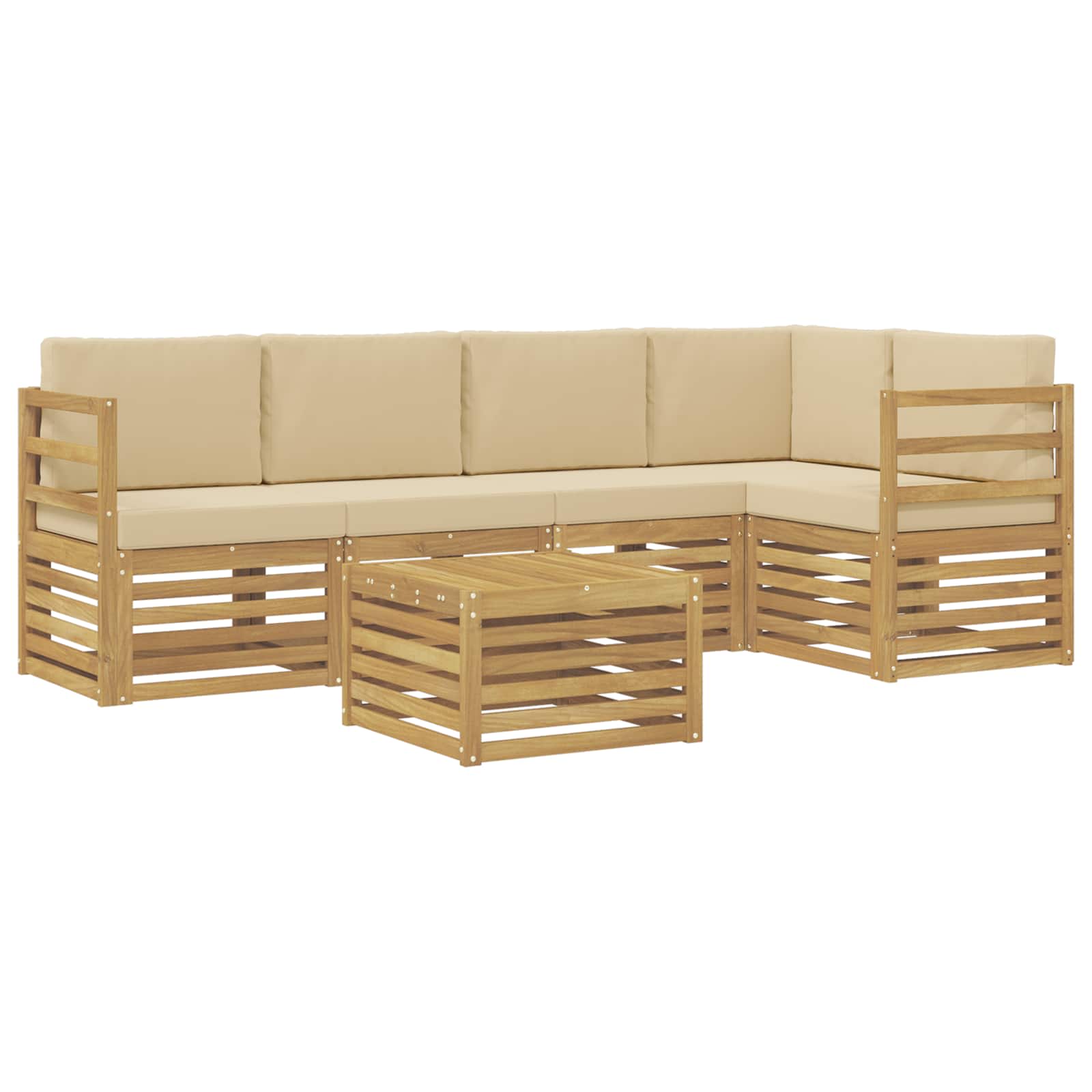 Outdoor-Sofagarnitur 6 pcs Weiß und Beige 59 x 59 x 37 cm
