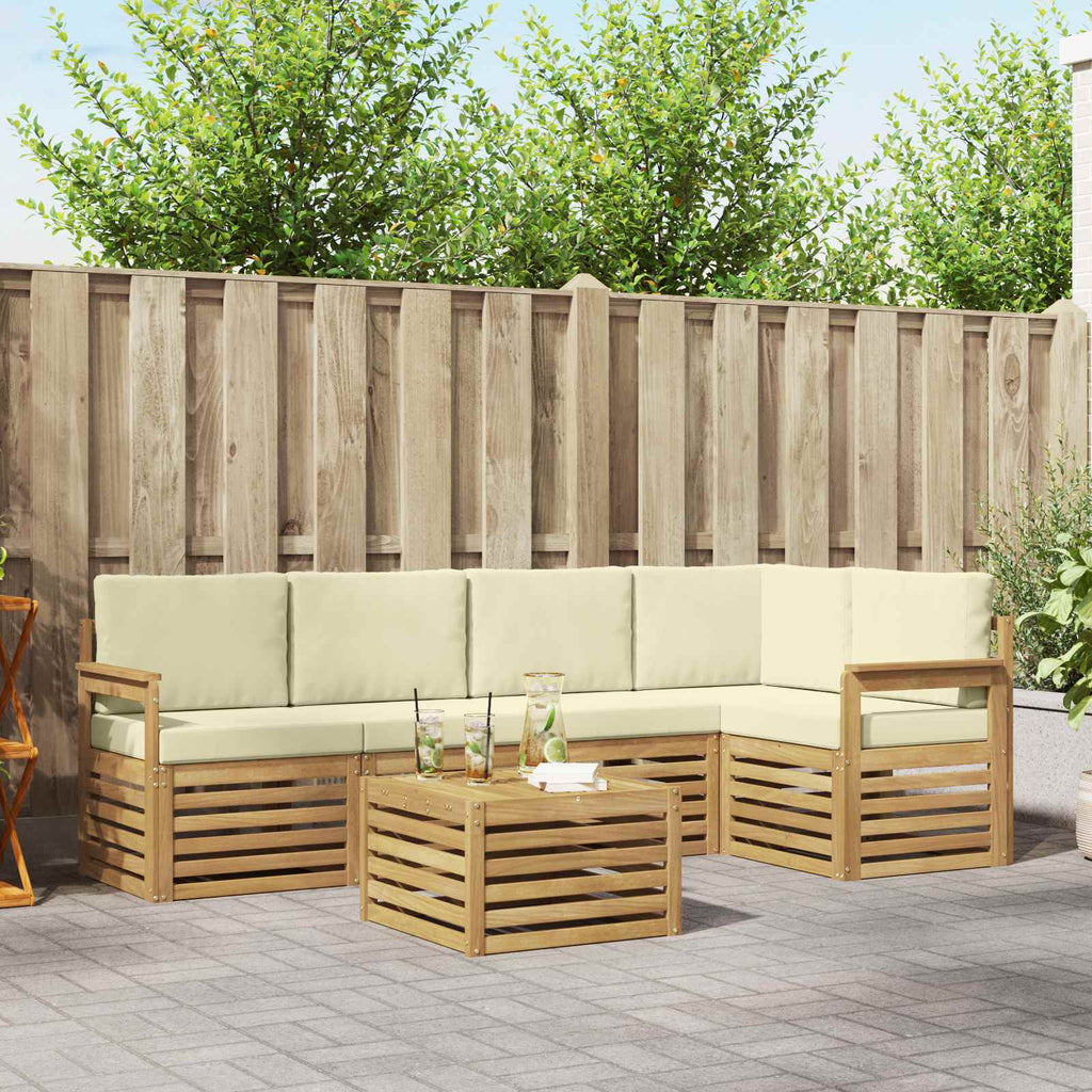 Outdoor-Sofagarnitur 6 pcs Weiß und Creme 59 x 59 x 37 cm