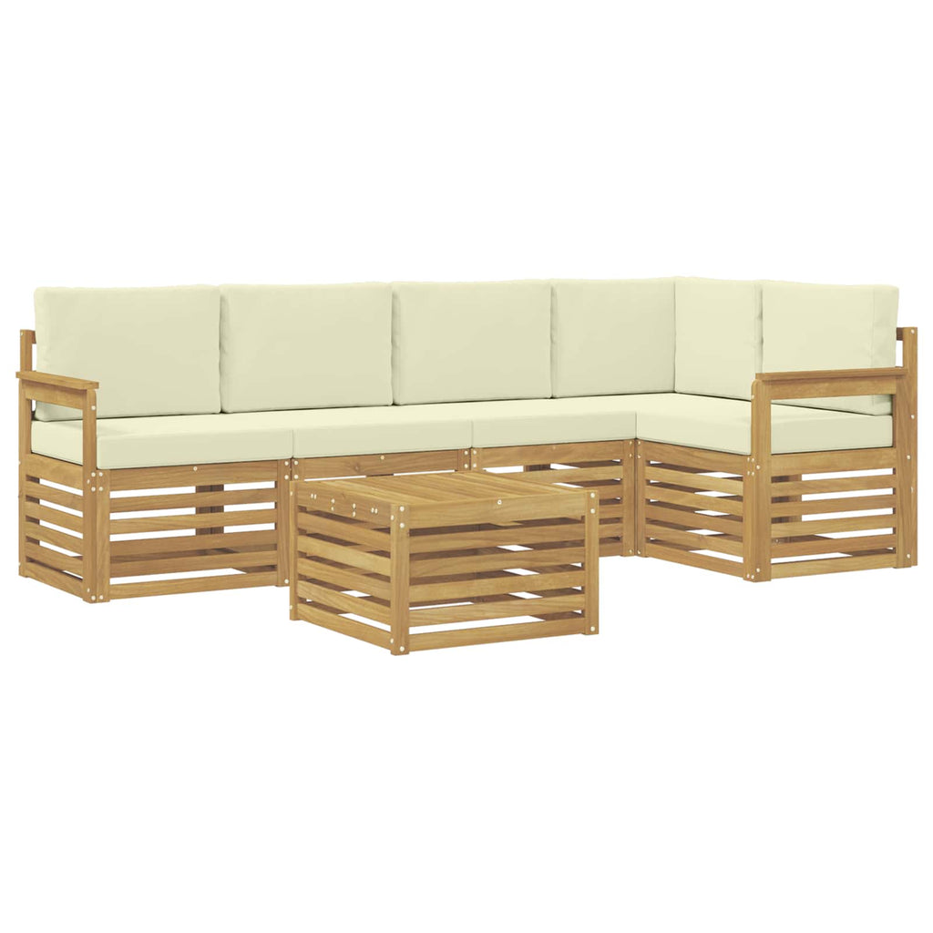 Outdoor-Sofagarnitur 6 pcs Weiß und Creme 59 x 59 x 37 cm