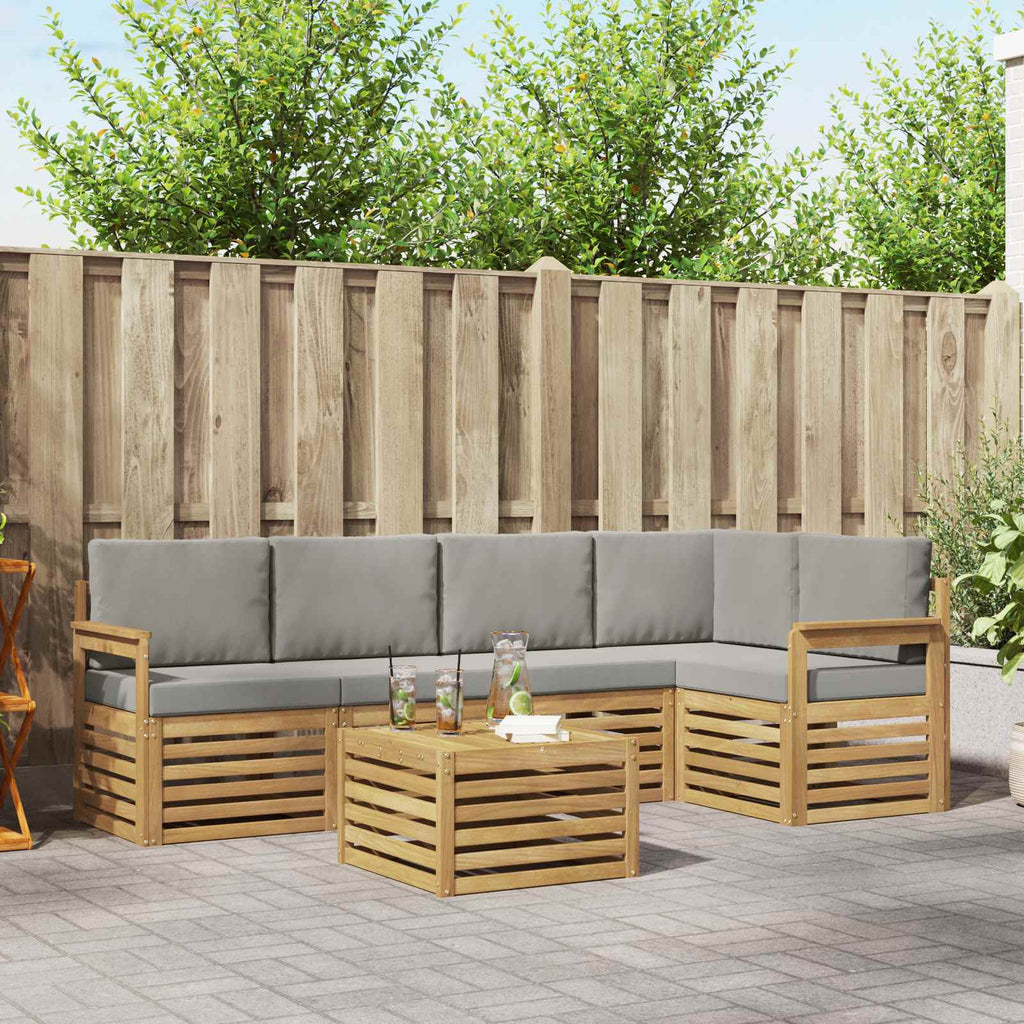 Outdoor-Sofagarnitur 6 pcs Weiß und Hellgrau 59 x 59 x 37 cm