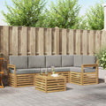 Outdoor-Sofagarnitur 6 pcs Weiß und Hellgrau 59 x 59 x 37 cm
