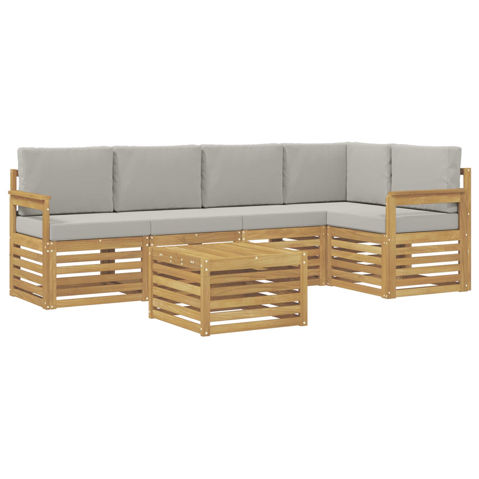 Outdoor-Sofagarnitur 6 pcs Weiß und Hellgrau 59 x 59 x 37 cm