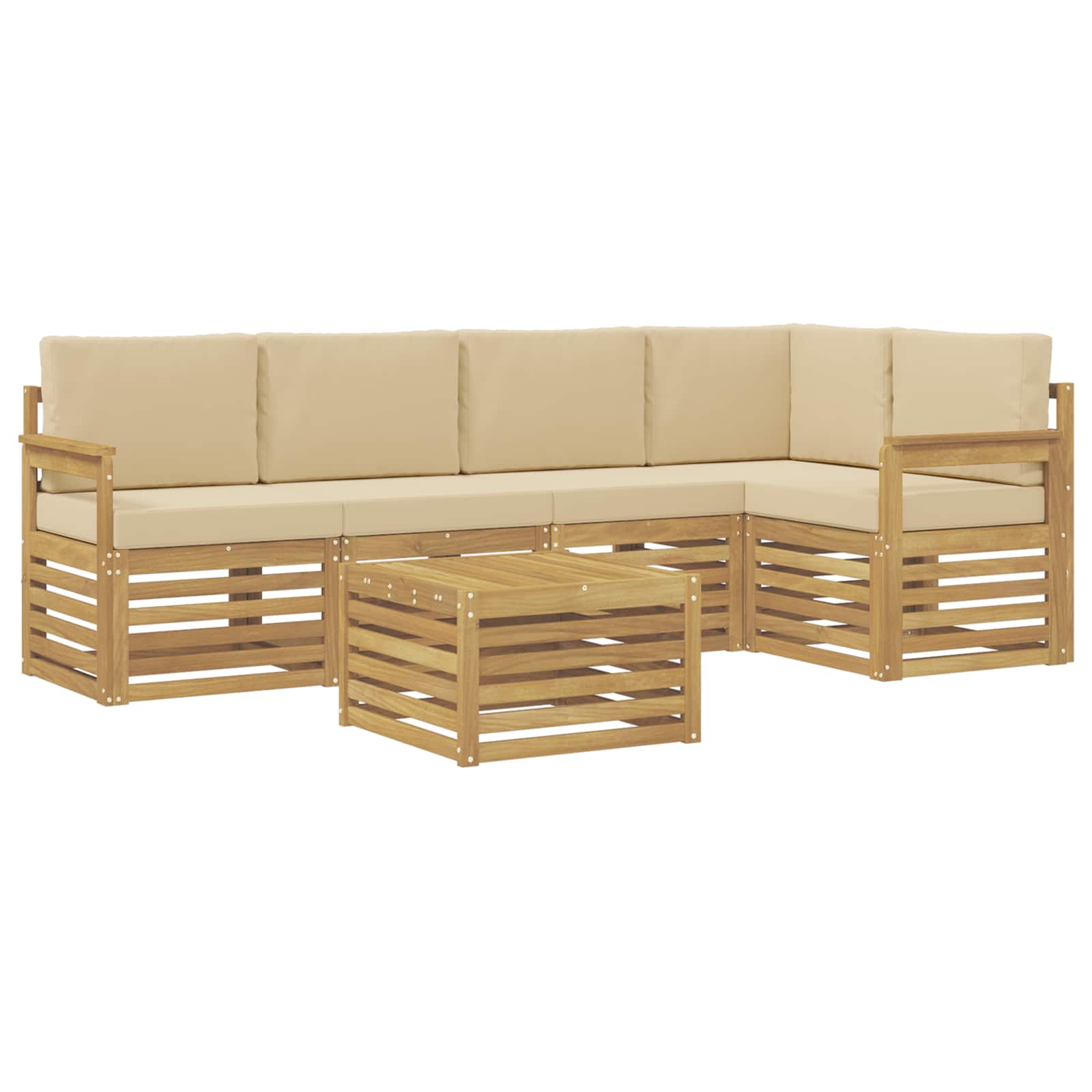 Outdoor-Sofagarnitur 6 pcs Weiß und Beige 59 x 59 x 37 cm