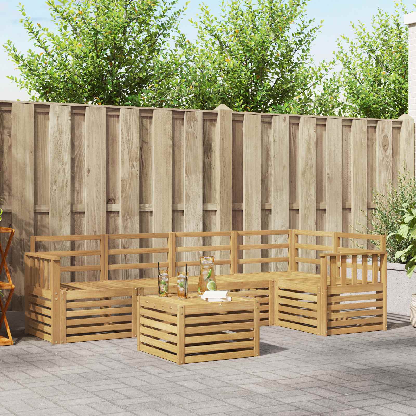 Outdoor-Sofagarnitur 6 pcs Weiß 59 x 59 x 37 cm