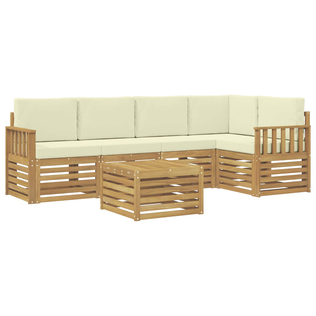 Outdoor-Sofagarnitur 6 pcs Weiß und Creme 59 x 59 x 37 cm