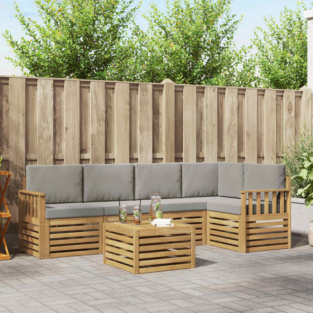 Outdoor-Sofagarnitur 6 pcs Weiß und Hellgrau 59 x 59 x 37 cm