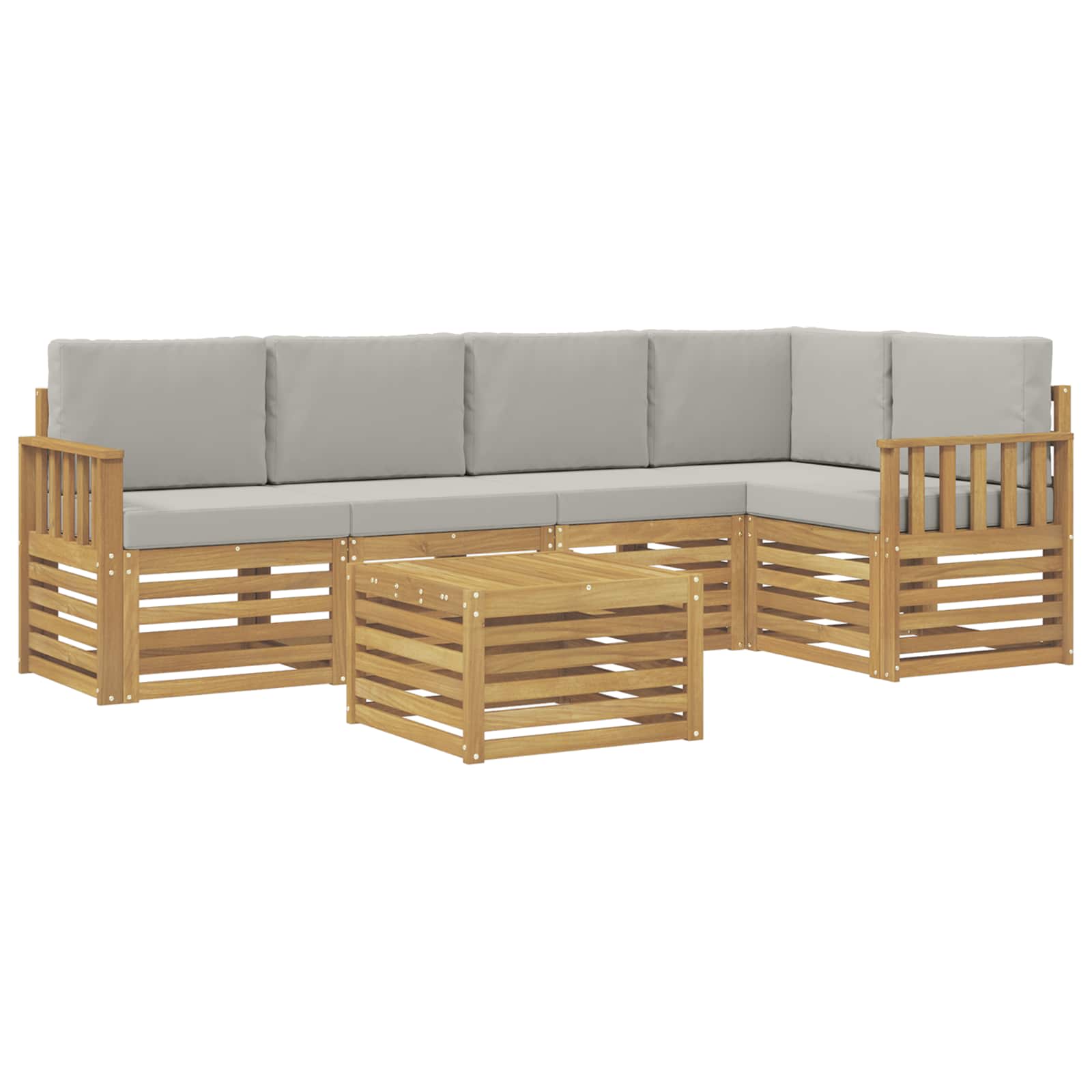 Outdoor-Sofagarnitur 6 pcs Weiß und Hellgrau 59 x 59 x 37 cm