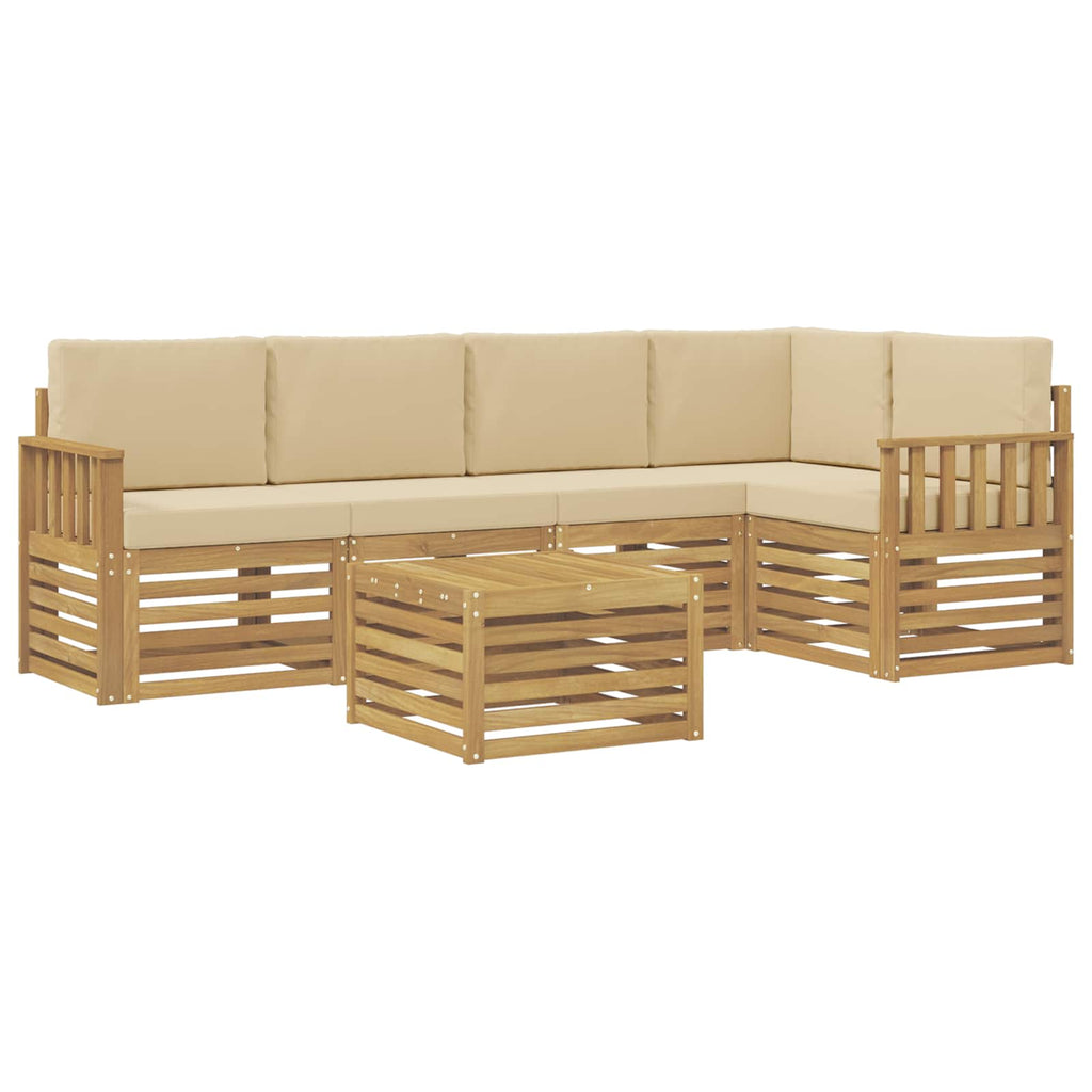 Outdoor-Sofagarnitur 6 pcs Weiß und Beige 59 x 59 x 37 cm