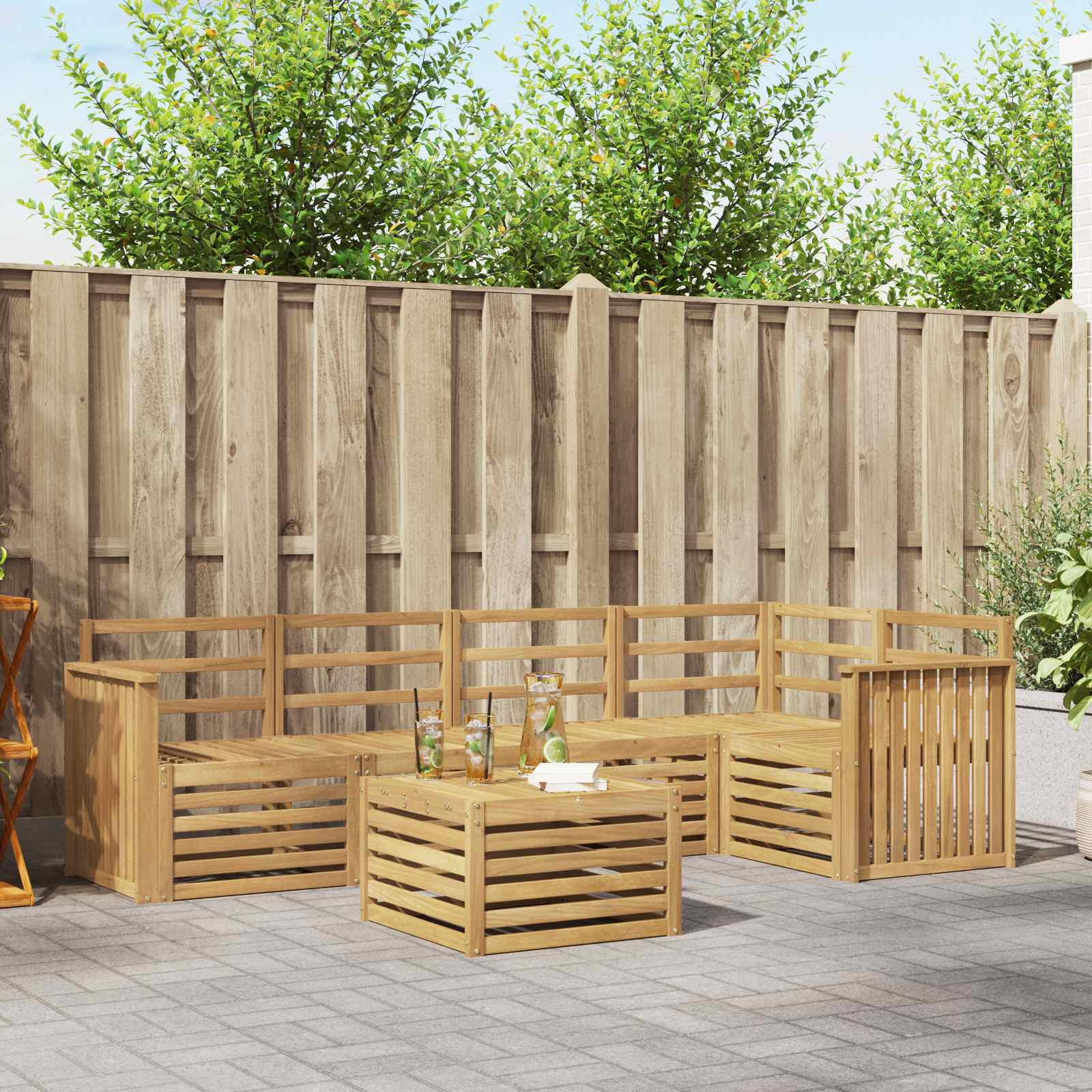 Outdoor-Sofagarnitur 6 pcs Weiß 59 x 59 x 37 cm