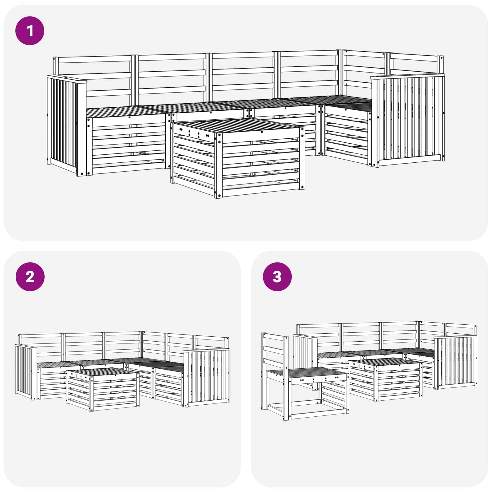 Outdoor-Sofagarnitur 6 pcs Weiß 59 x 59 x 37 cm