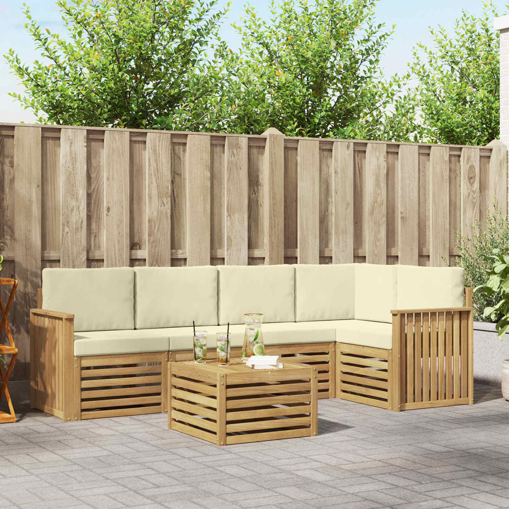 Outdoor-Sofagarnitur 6 pcs Weiß und Creme 59 x 59 x 37 cm