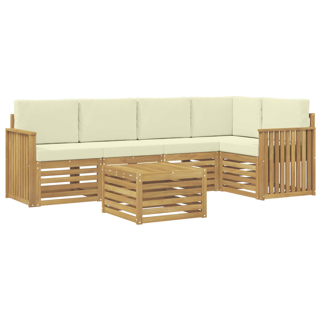 Outdoor-Sofagarnitur 6 pcs Weiß und Creme 59 x 59 x 37 cm
