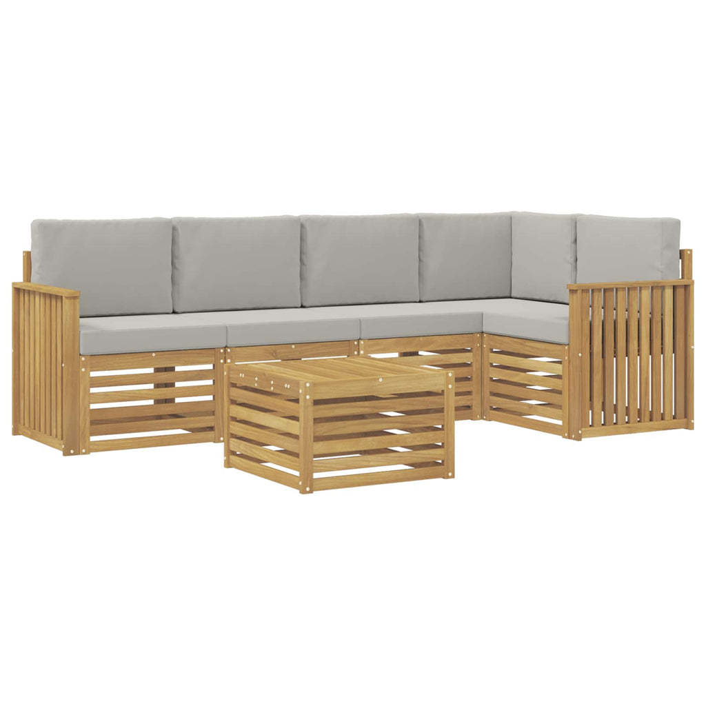Outdoor-Sofagarnitur 6 pcs Weiß und Hellgrau 59 x 59 x 37 cm