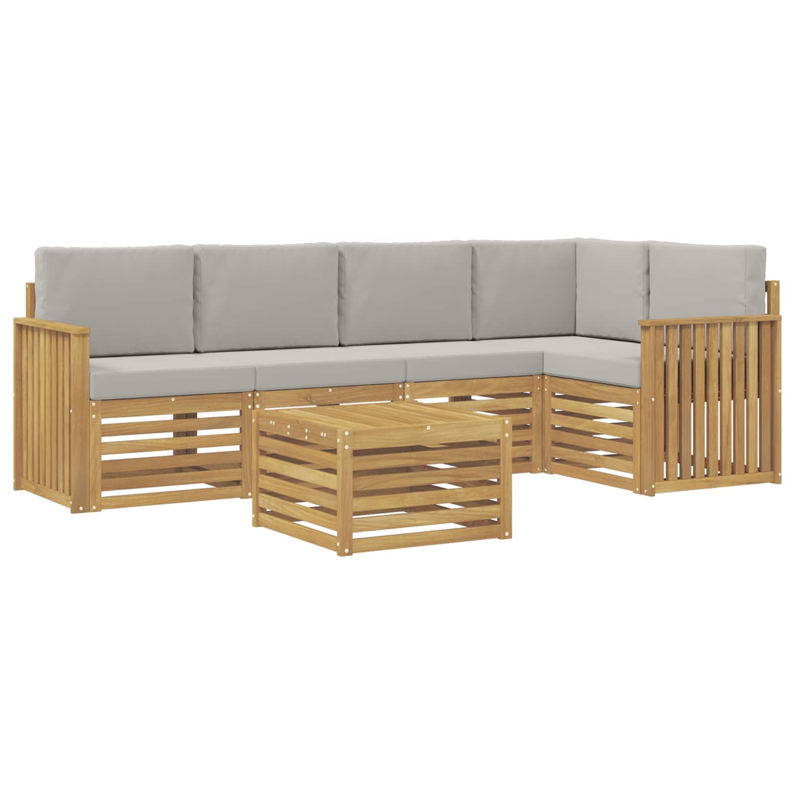Outdoor-Sofagarnitur 6 pcs Weiß und Hellgrau 59 x 59 x 37 cm