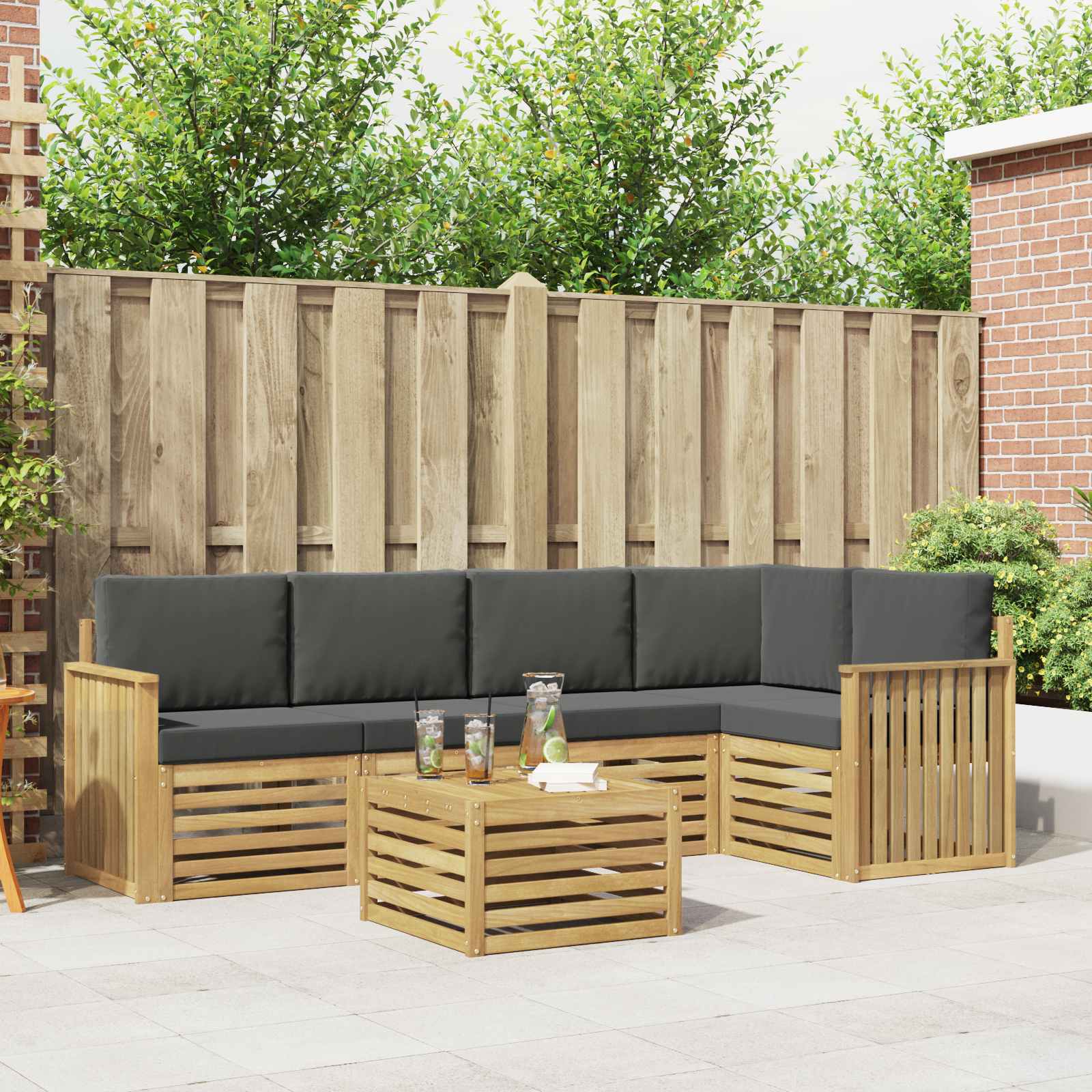 Outdoor-Sofagarnitur 6 pcs Weiß und Anthrazit 59 x 59 x 37 cm