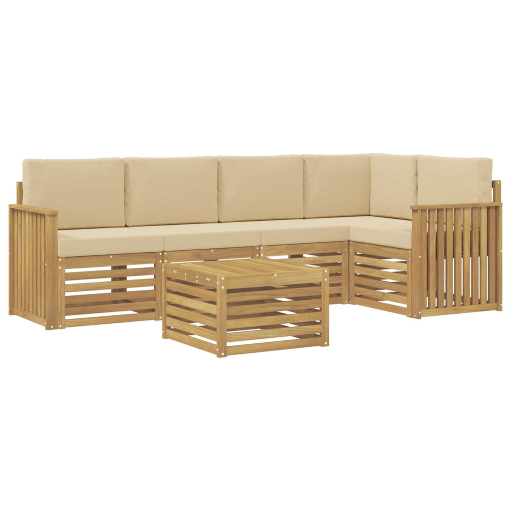 Outdoor-Sofagarnitur 6 pcs Weiß und Beige 59 x 59 x 37 cm