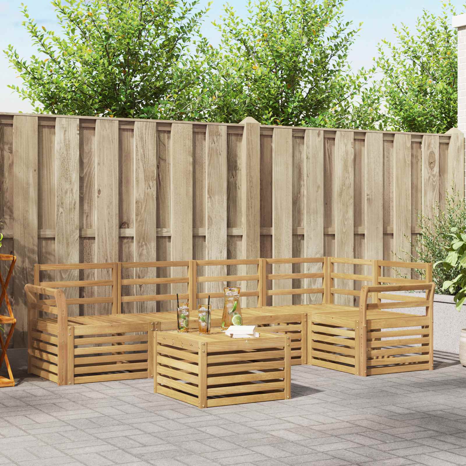 Outdoor-Sofagarnitur 6 pcs Weiß 59 x 59 x 37 cm
