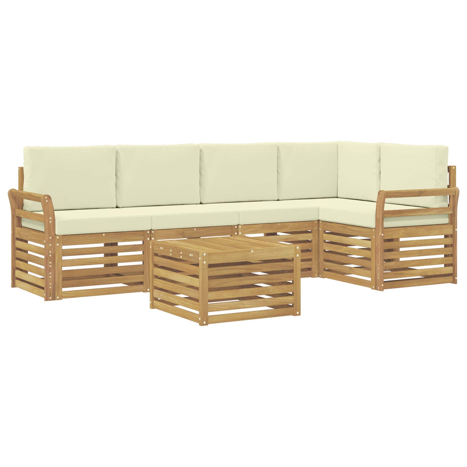 Outdoor-Sofagarnitur 6 pcs Weiß und Creme 59 x 59 x 37 cm
