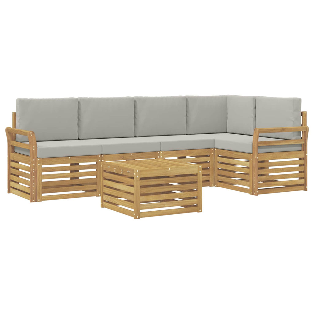 Outdoor-Sofagarnitur 6 pcs Weiß und Hellgrau 59 x 59 x 37 cm