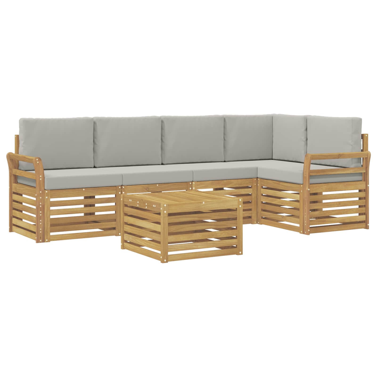 Outdoor-Sofagarnitur 6 pcs Weiß und Hellgrau 59 x 59 x 37 cm