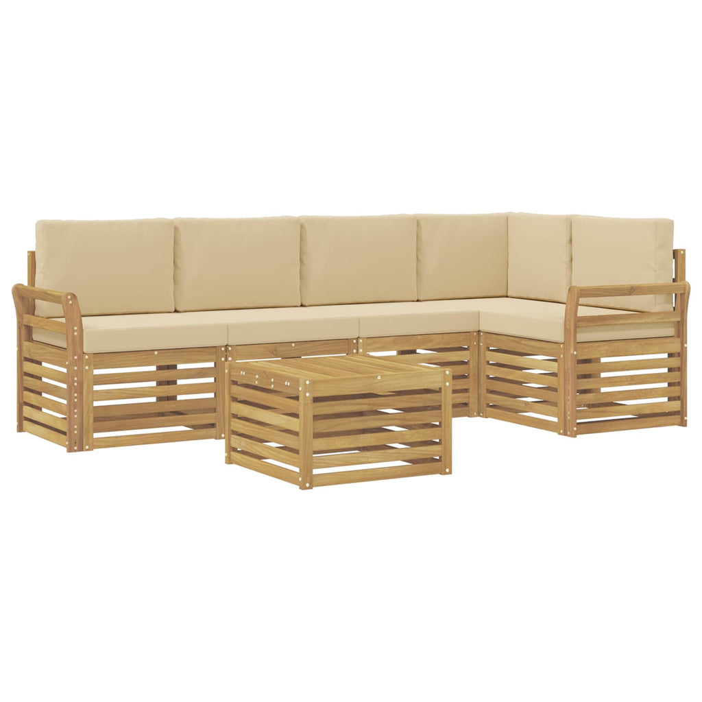 Outdoor-Sofagarnitur 6 pcs Weiß und Beige 59 x 59 x 37 cm