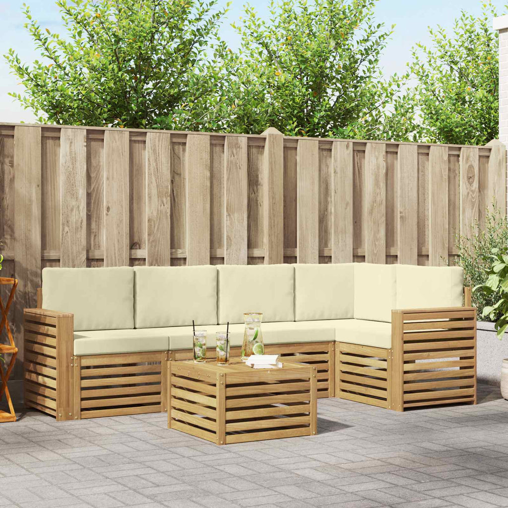 Outdoor-Sofagarnitur 6 pcs Weiß und Creme 59 x 59 x 37 cm