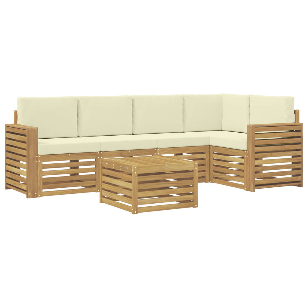 Outdoor-Sofagarnitur 6 pcs Weiß und Creme 59 x 59 x 37 cm