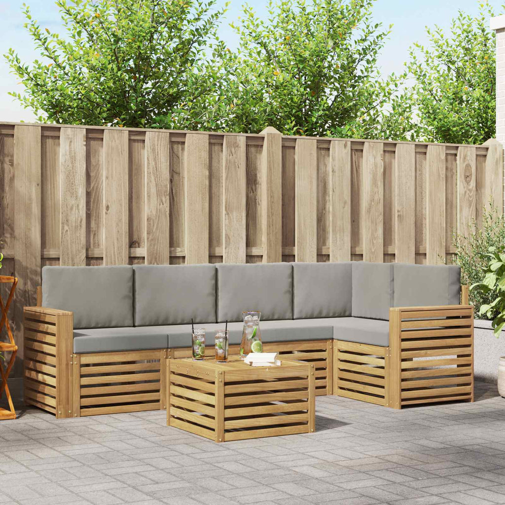 Outdoor-Sofagarnitur 6 pcs Weiß und Hellgrau 59 x 59 x 37 cm