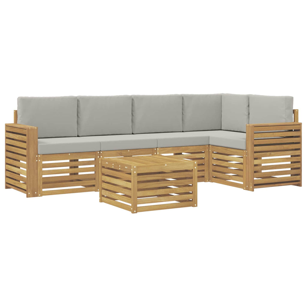 Outdoor-Sofagarnitur 6 pcs Weiß und Hellgrau 59 x 59 x 37 cm