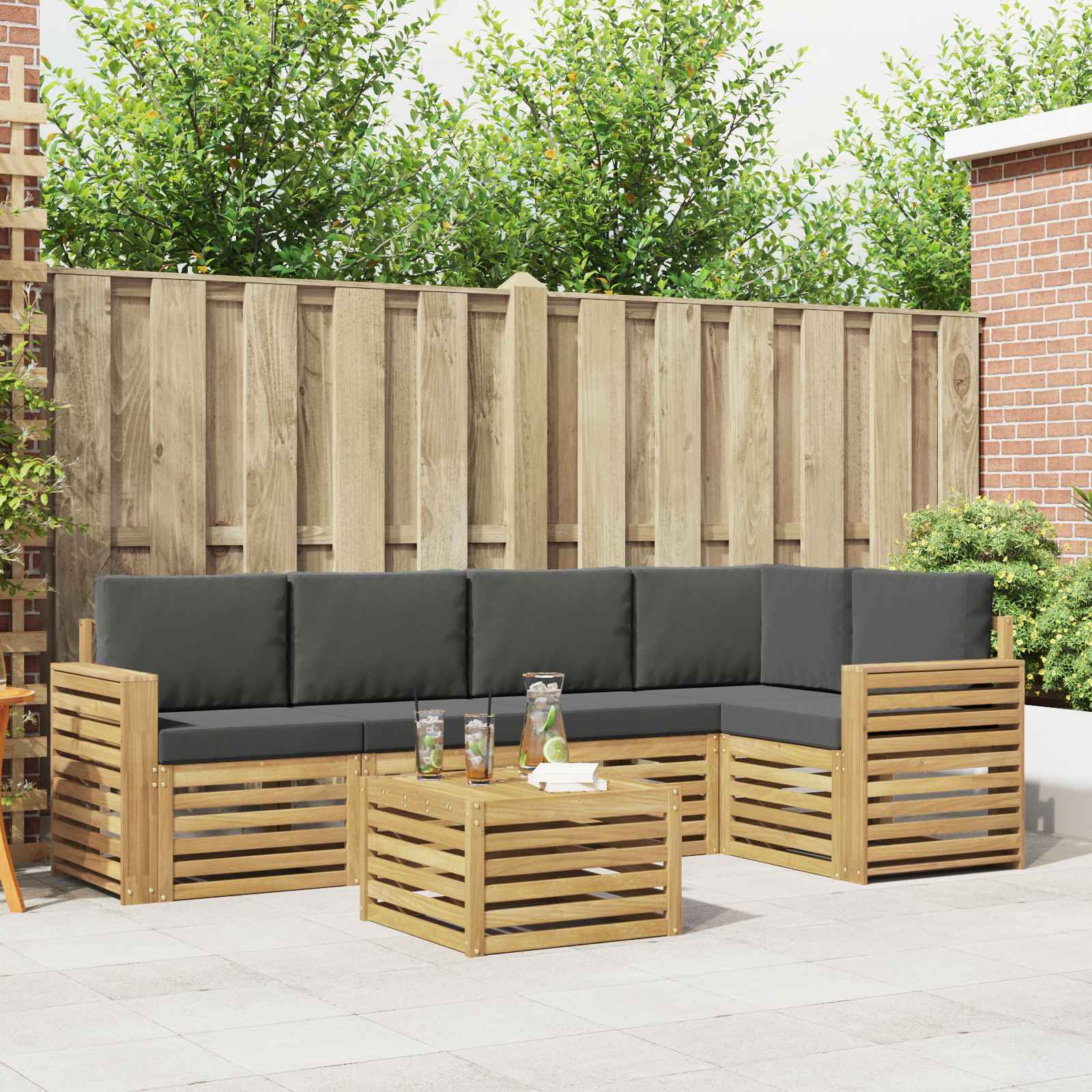 Outdoor-Sofagarnitur 6 pcs Weiß und Anthrazit 59 x 59 x 37 cm
